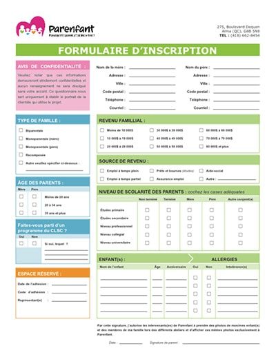 Parenfant - Formulaire adhesion membre